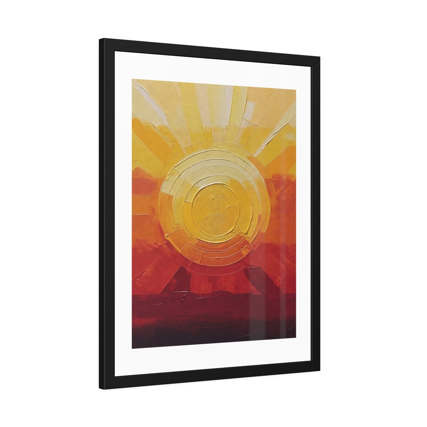 Sunburst Abstract Framed Art Print — Warm Sunrise Poster
