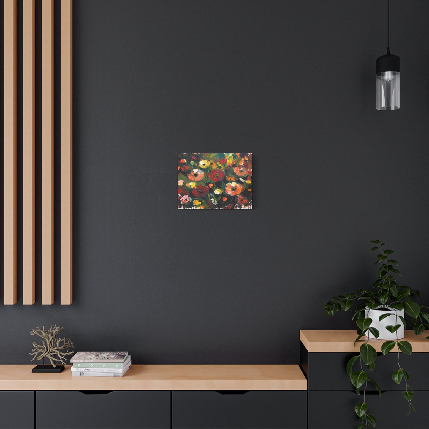 Bold Floral Abstract Canvas Print — Colorful Poppy Wall Art, Matte Stretched 1.25"