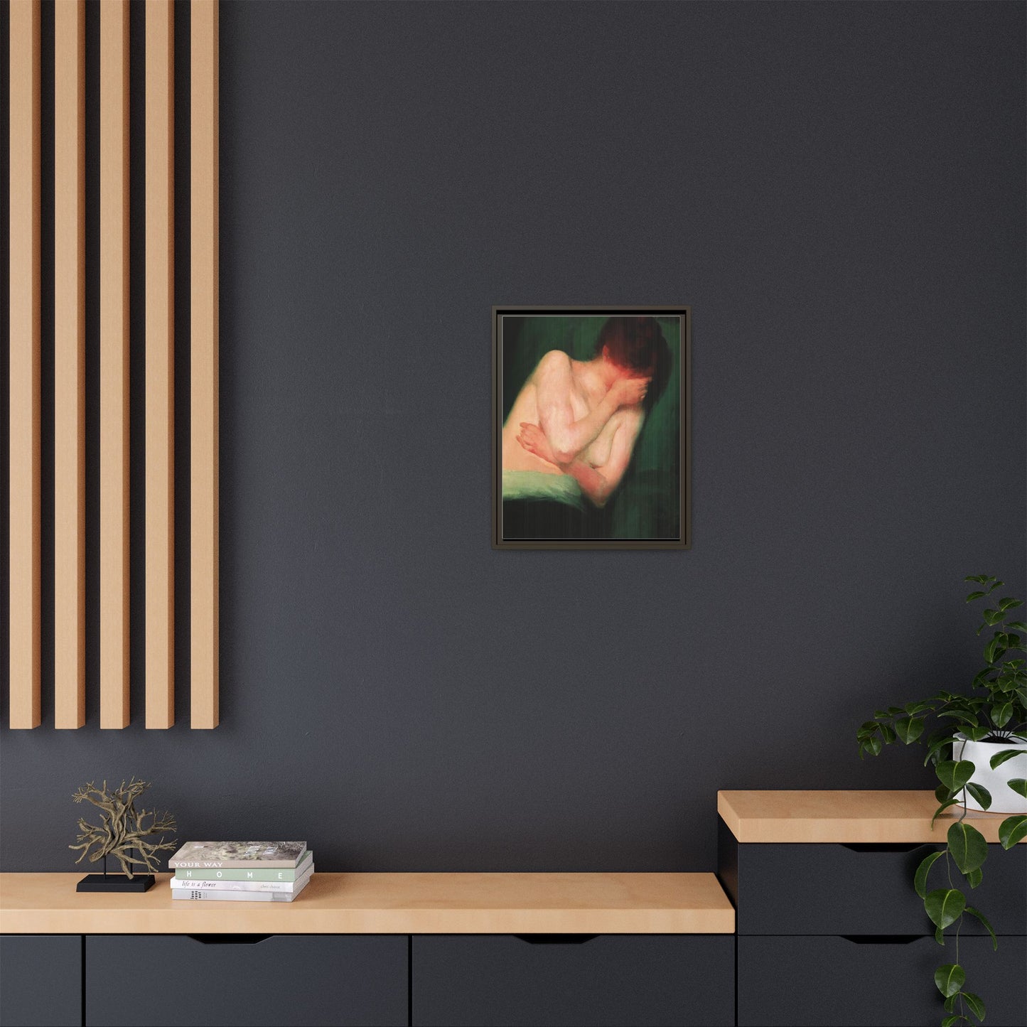 Female Nude by János Vaszary Framed Matte Canvas Wall Art Print