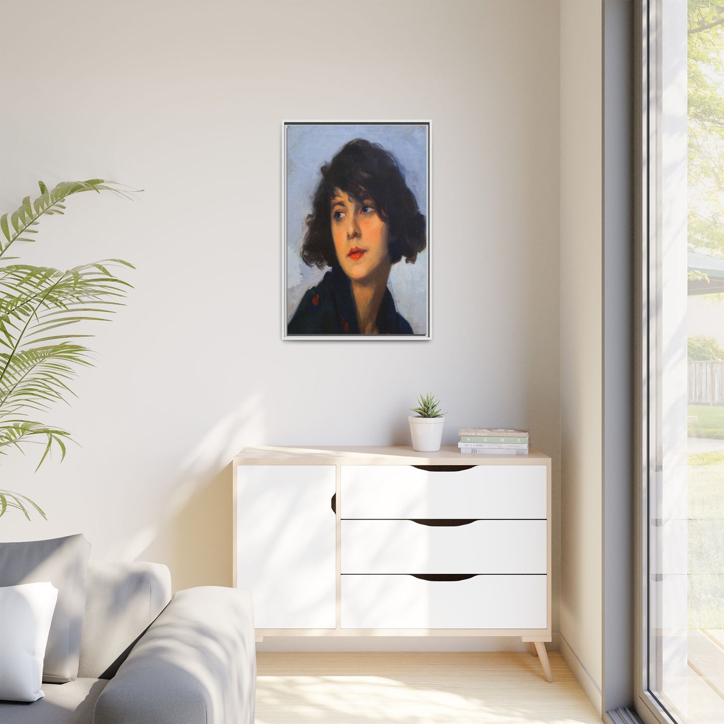 Mulher do chale verde (cropped) by Cyprien Eugene Boulet Framed Matte Canvas Print