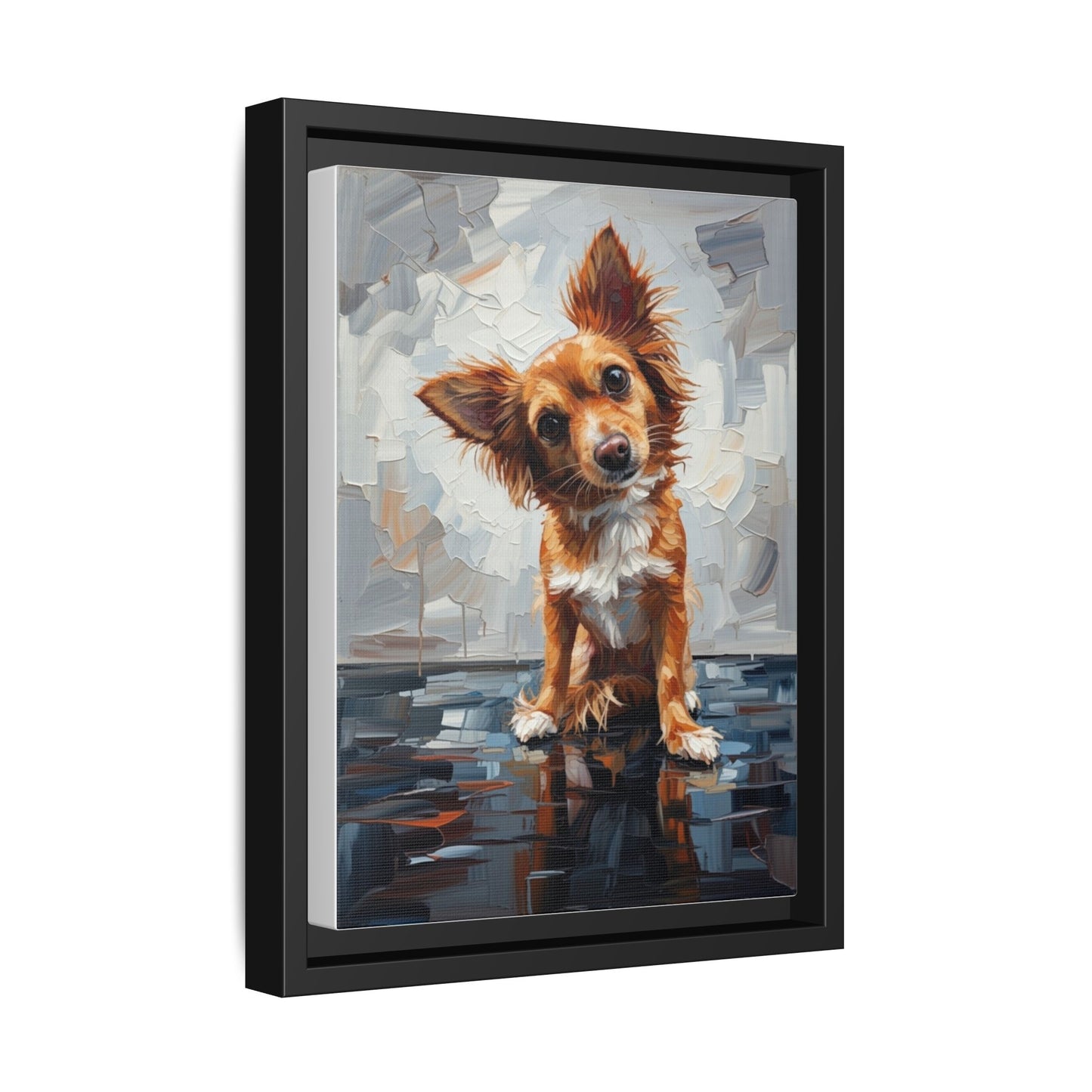 Framed Matte Canvas Print — Playful Brown Dog Portrait