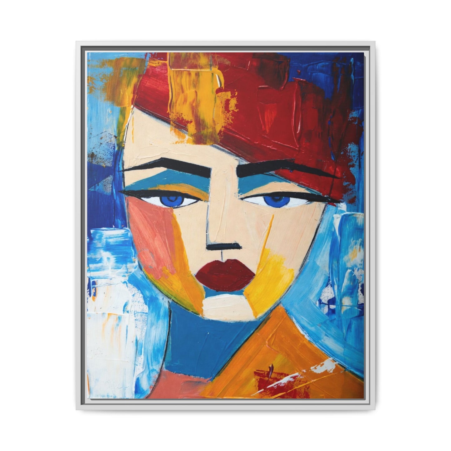 Abstract Colorful Portrait Framed Canvas Art