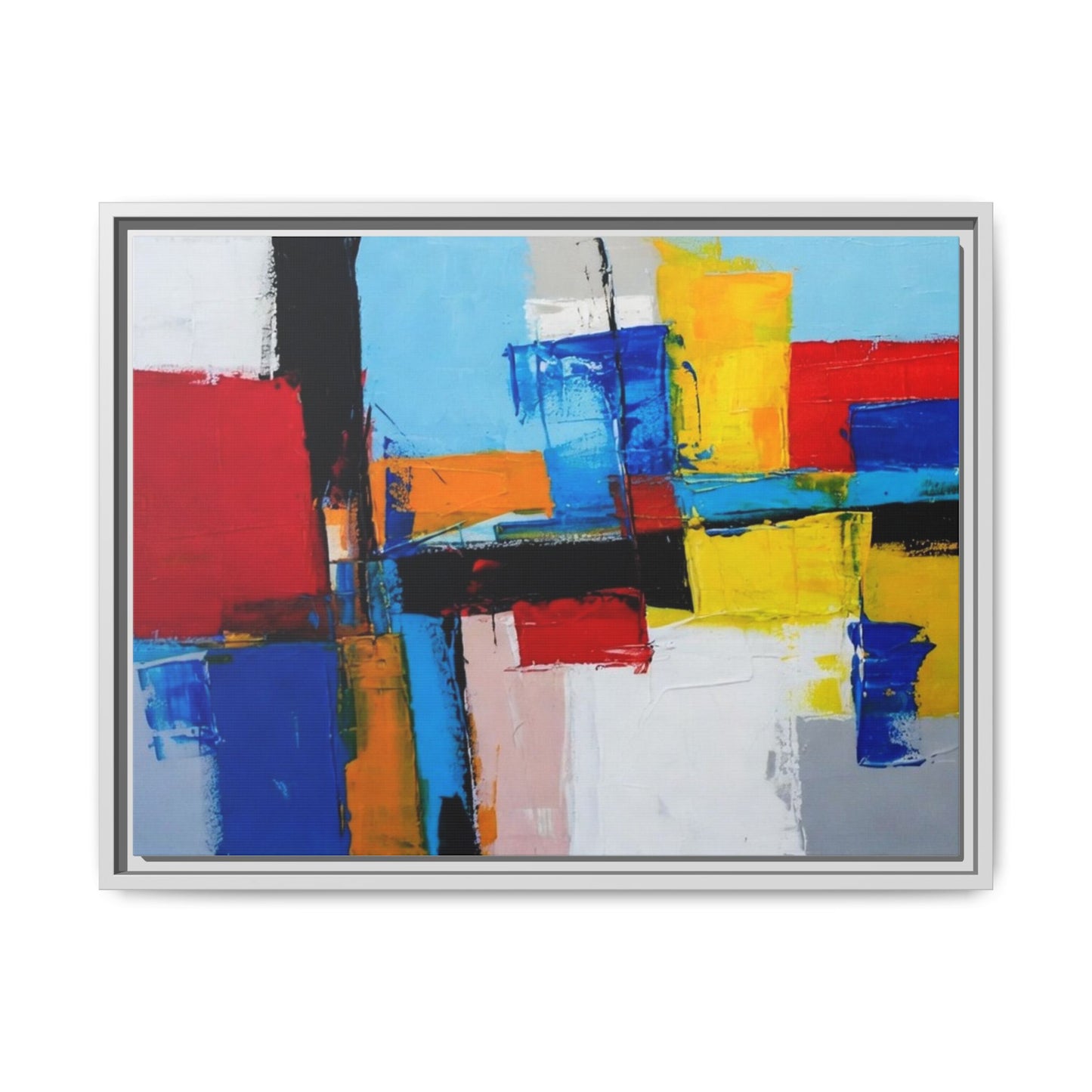 Abstract Color Block Matte Canvas Framed Wall Art