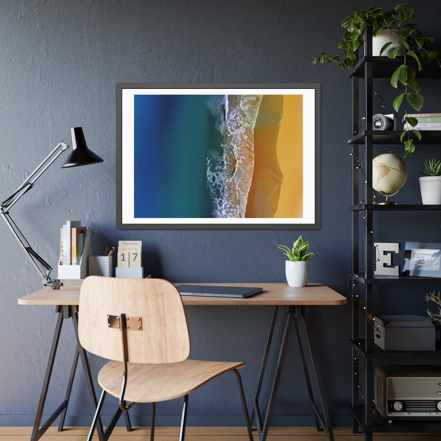 Coastal Waves Framed Poster — Beach Ocean Photography Wall Art