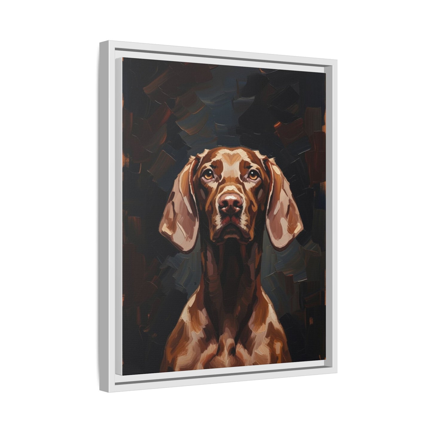 Framed Matte Canvas Dog Portrait – Brown Vizsla Wall Art