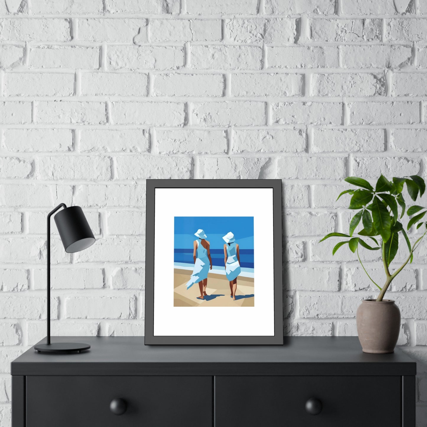 Framed Beach Poster — Vintage Coastal Art Print
