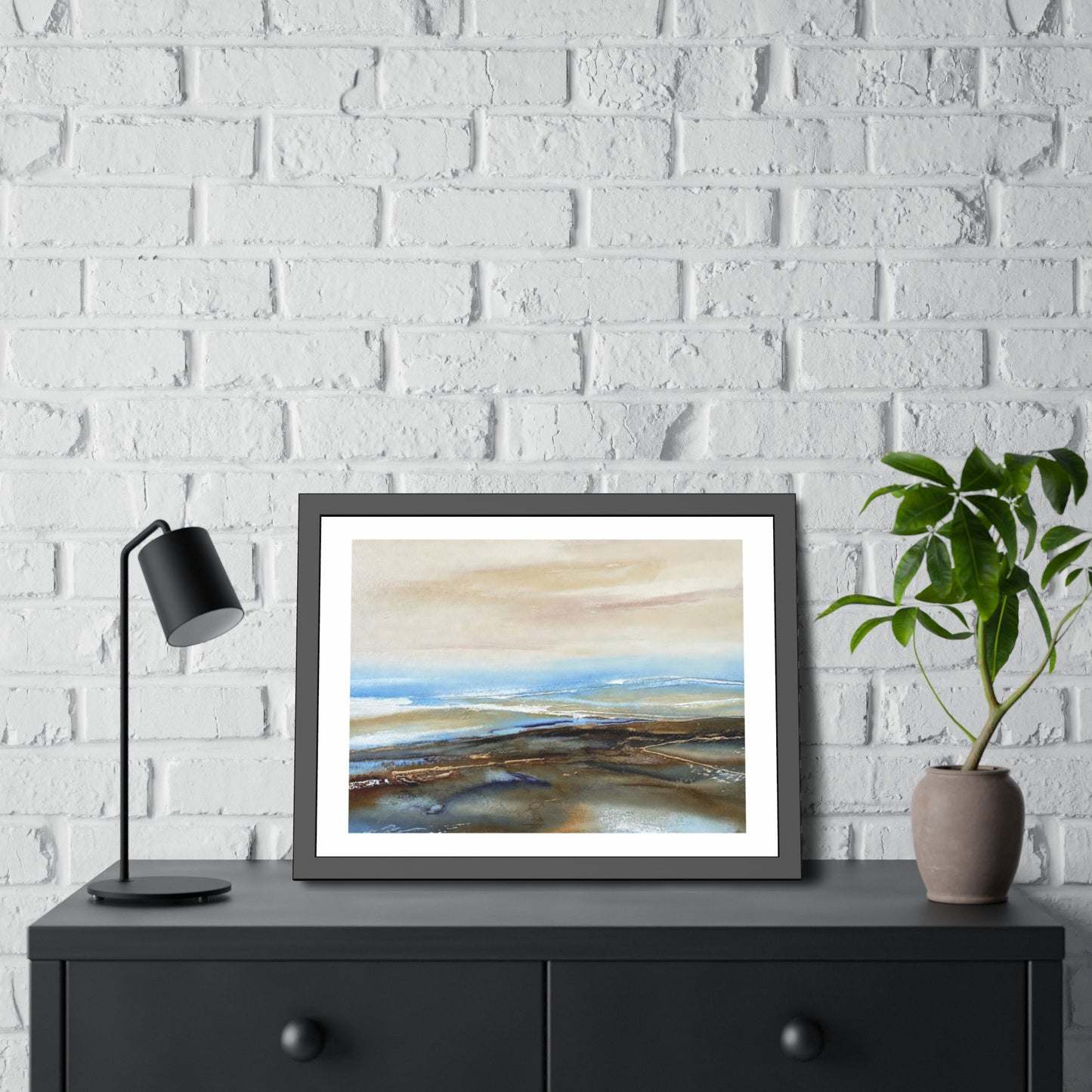 Framed Paper Poster — Abstract Coastal Watercolor Landscape Print
