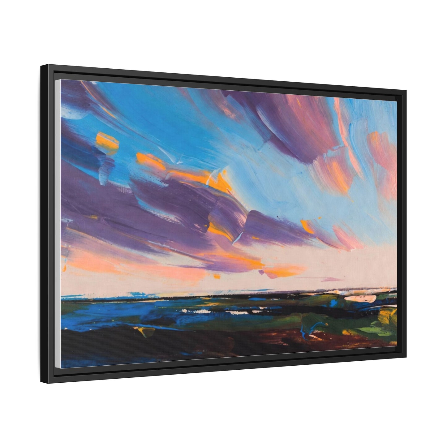 Framed Matte Canvas Abstract Seascape Sunset Art Print