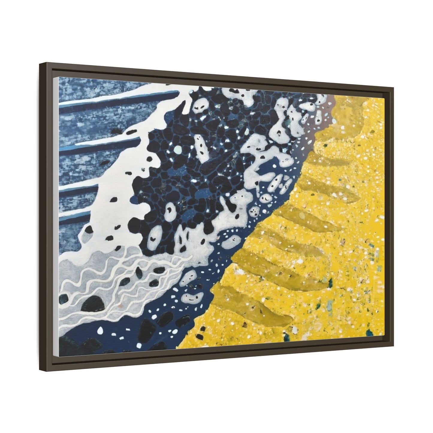Framed Abstract Ocean & Sand Matte Canvas Print