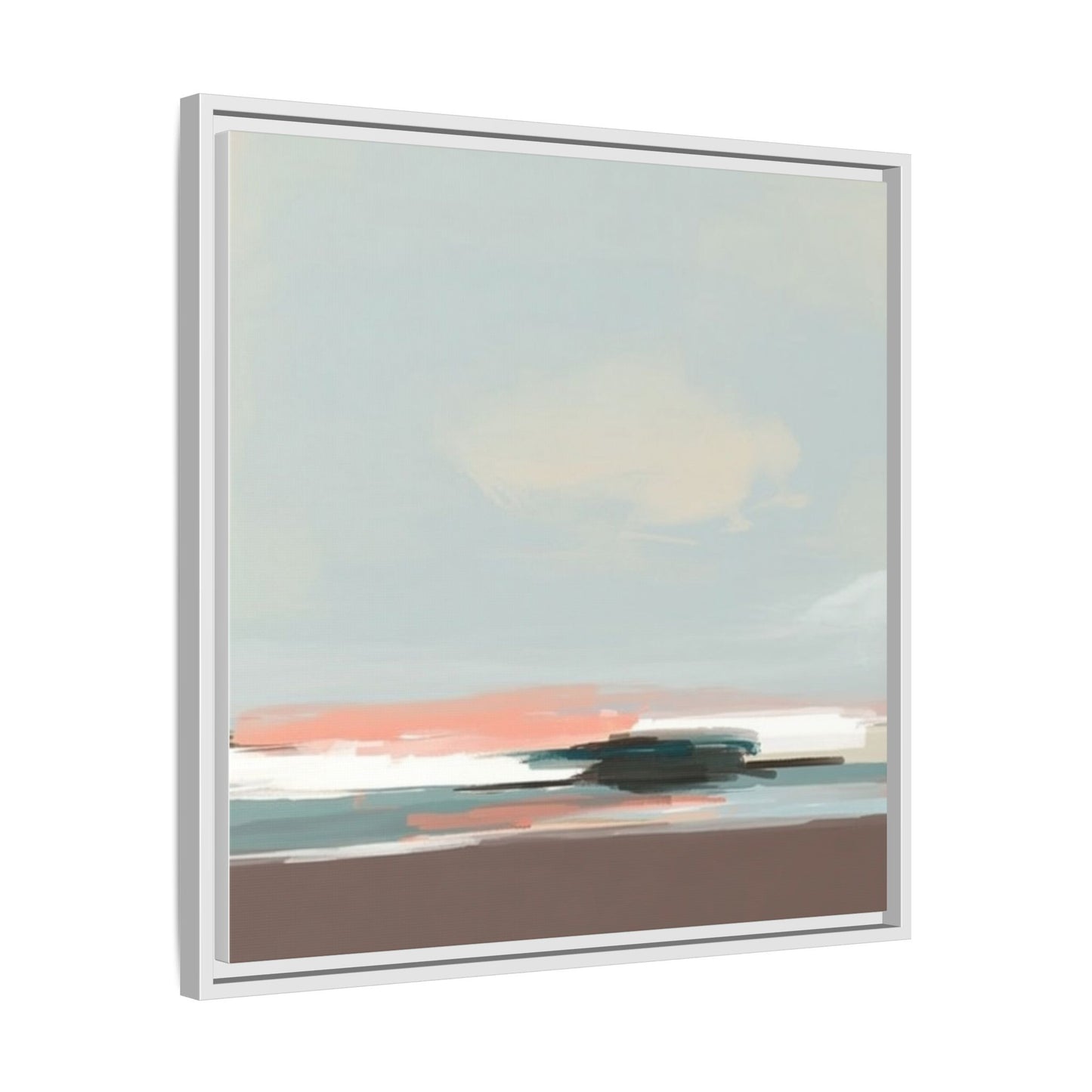 Framed Matte Canvas Print — Soft Coastal Abstract Landscape