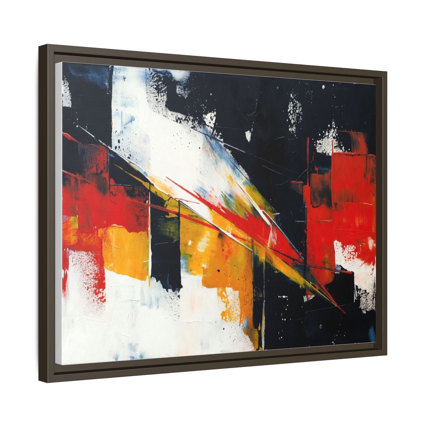 Abstract Red & Black Framed Canvas Print — Modern Geometric Wall Art