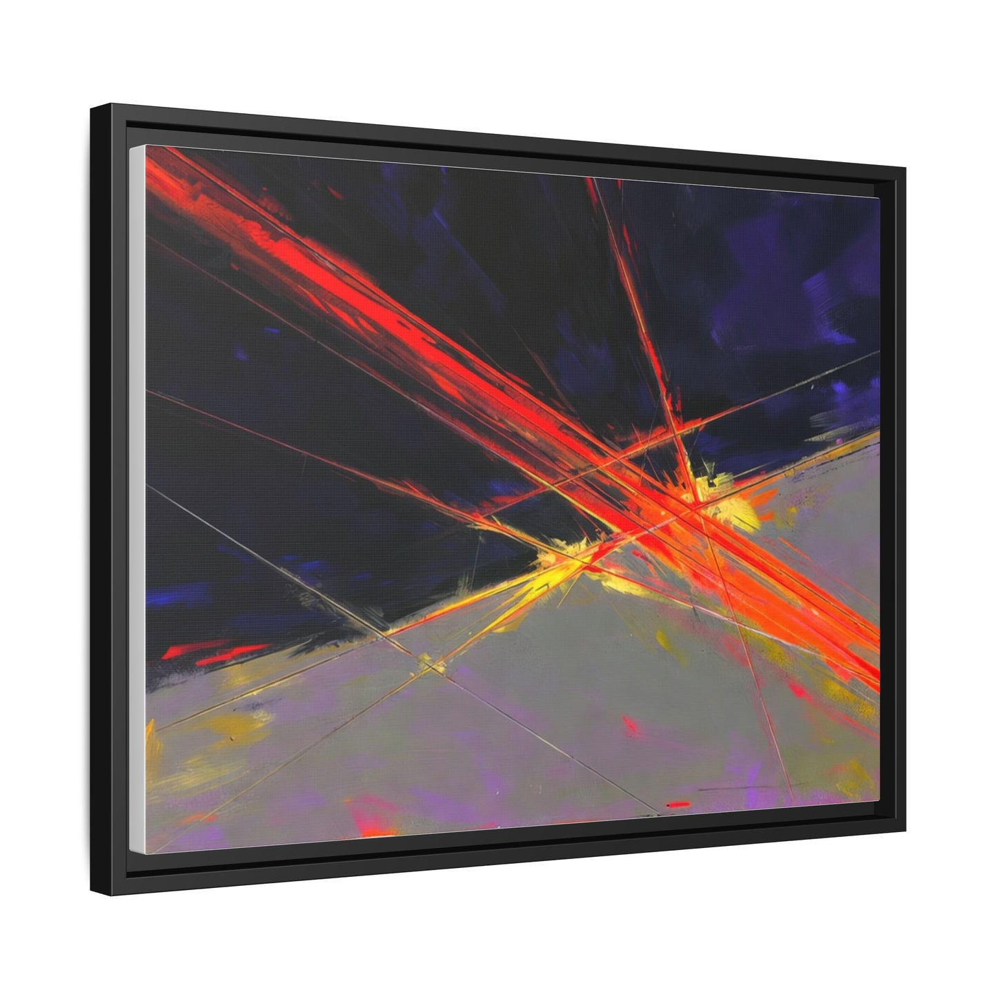 Abstract Red Streaks Framed Matte Canvas Art — Modern Multi‑Color Wall Decor