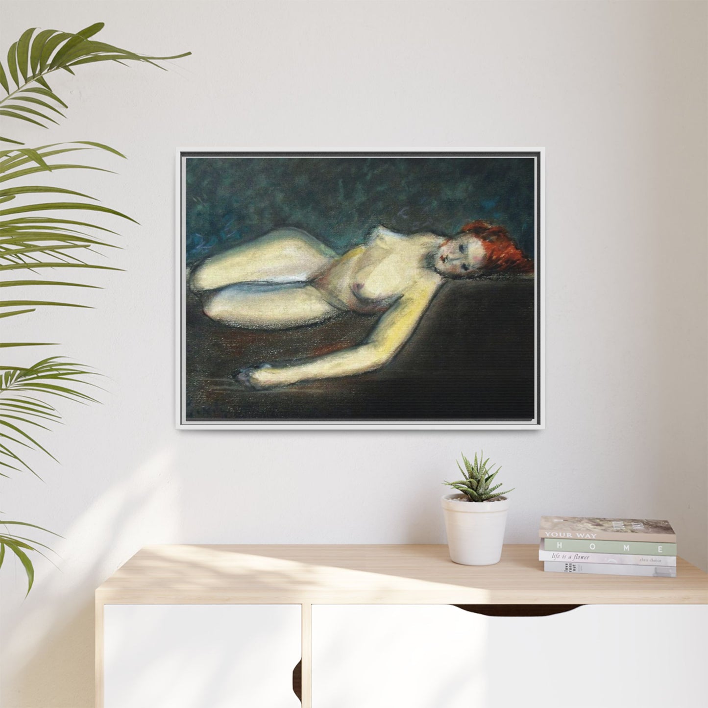 Lying nude by Paul Gosselin Framed Matte Canvas Wall Art Print