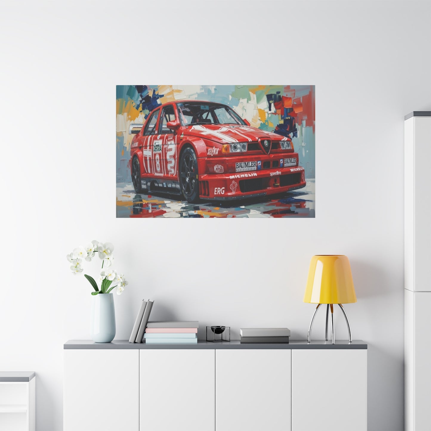 Racing Alfa Romeo Canvas Print — Red Race Car Stretched Wall Art