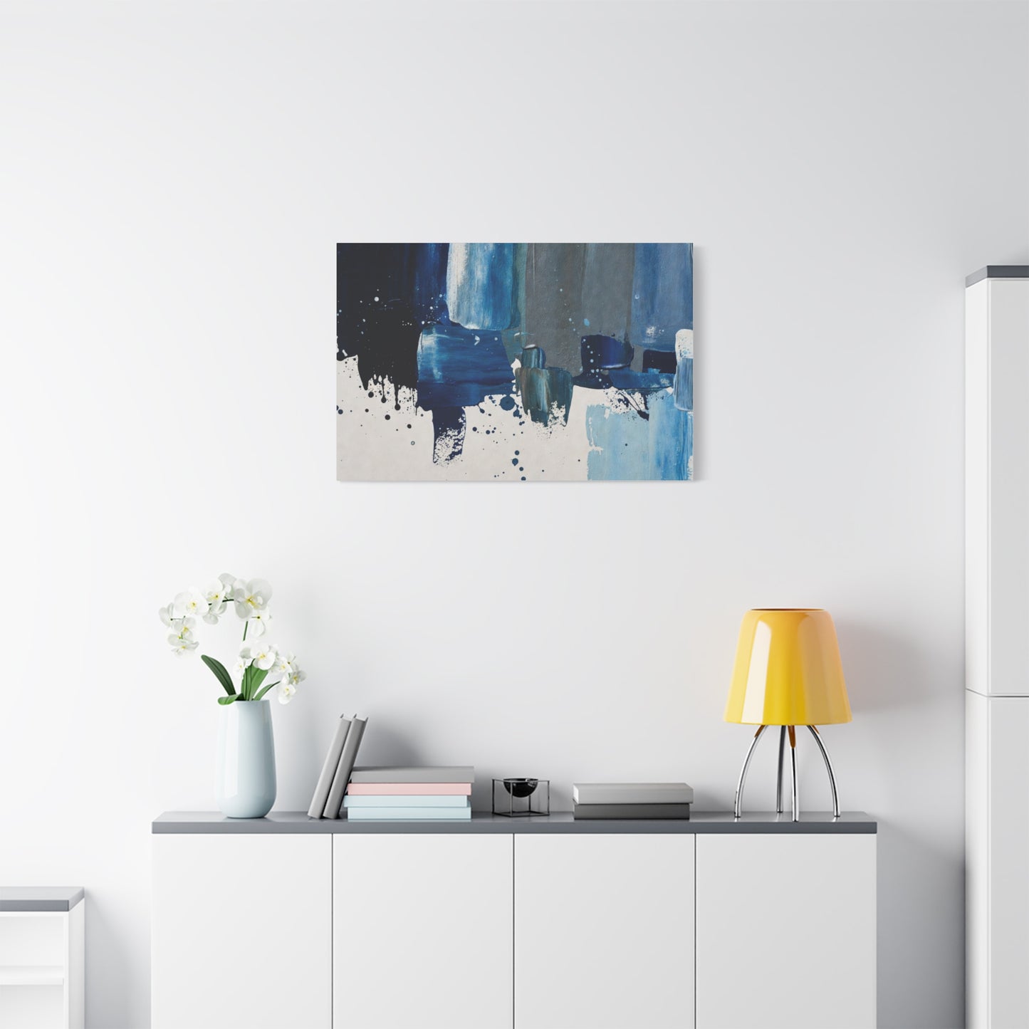 Blue Abstract Canvas Wall Art – Modern Matte Stretched Canvas