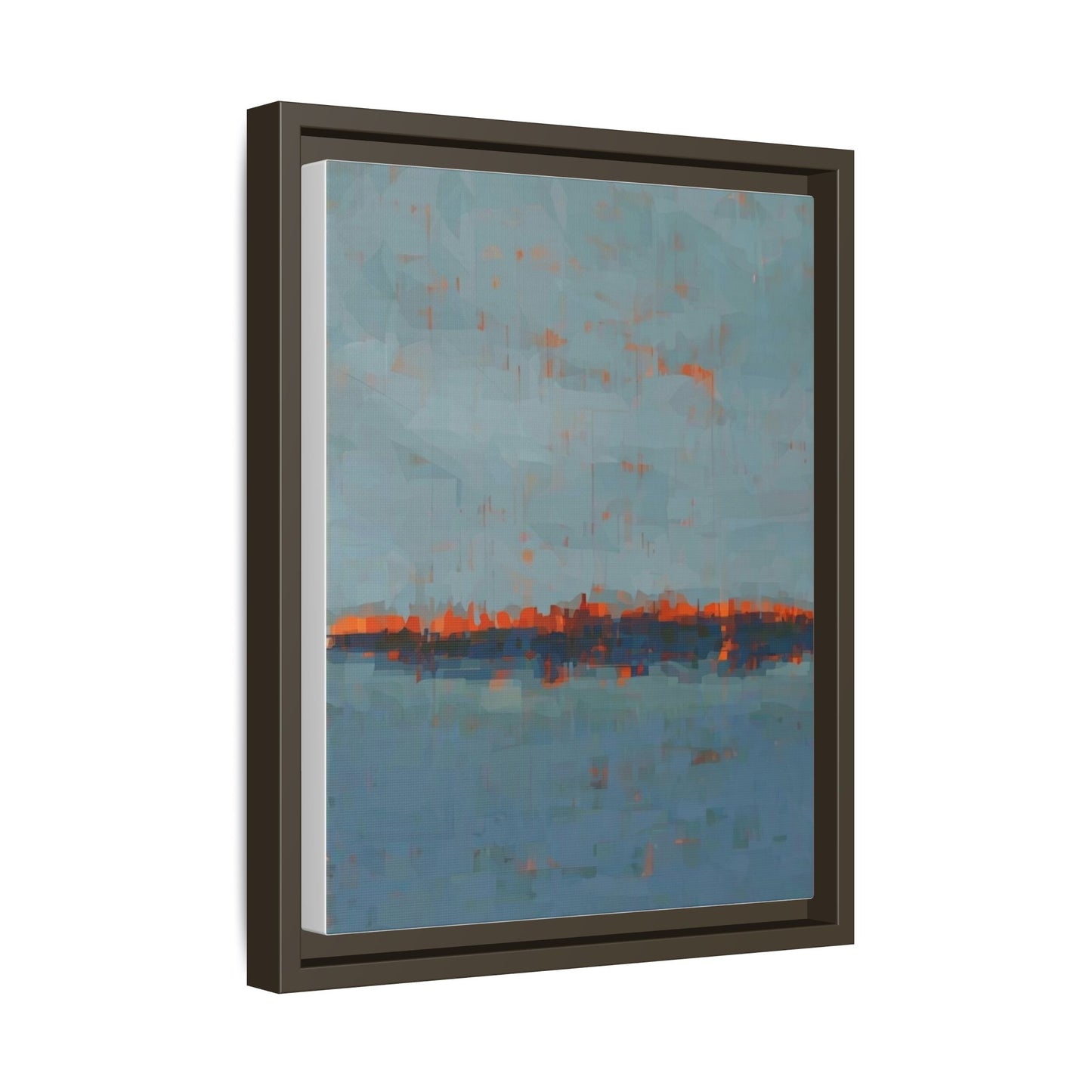 Framed Canvas Art — Teal & Orange Abstract Seascape