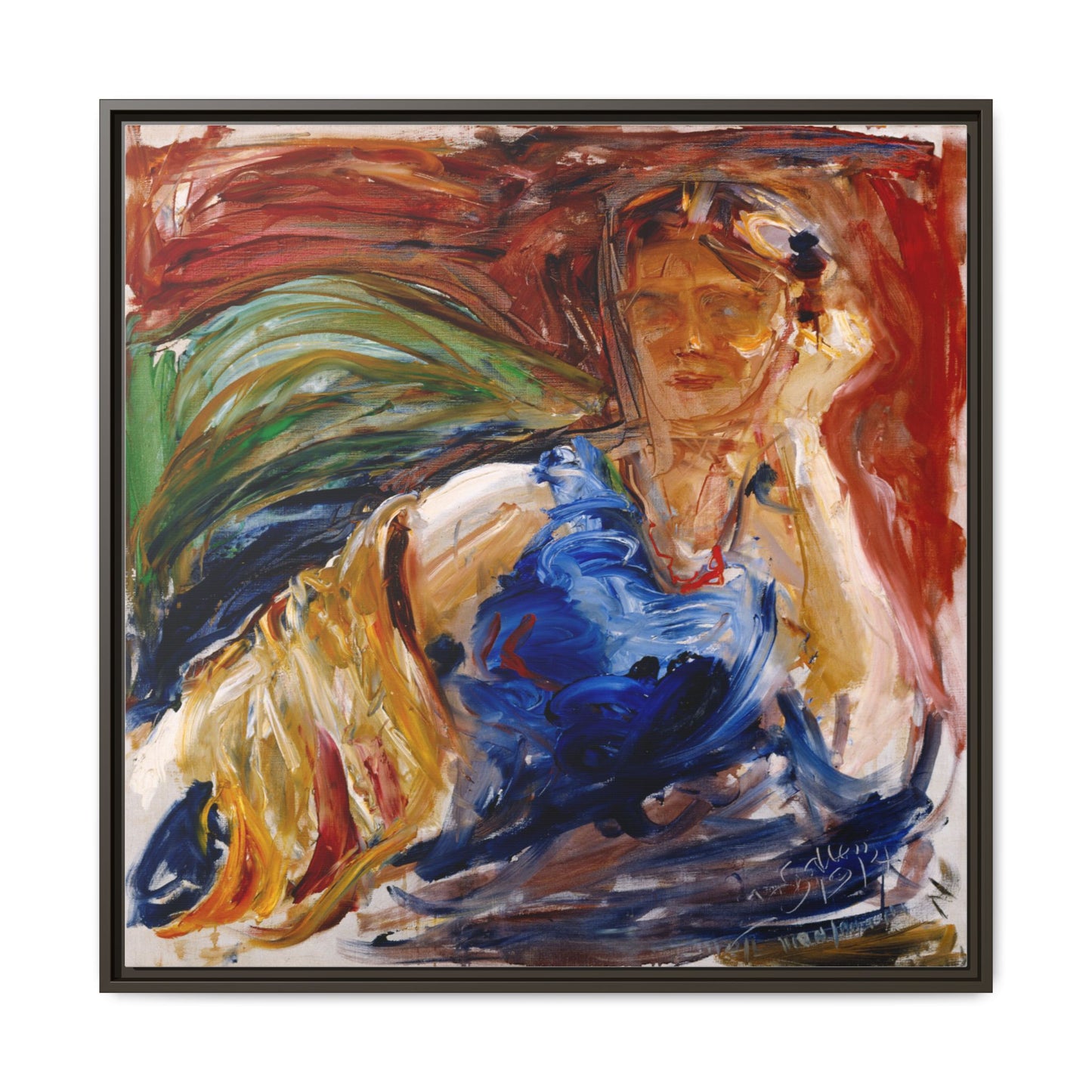 Portrait of hyllis Sjostrom by Akseli Gallen-Kallela Canvas Matte Framed Wall Art Print