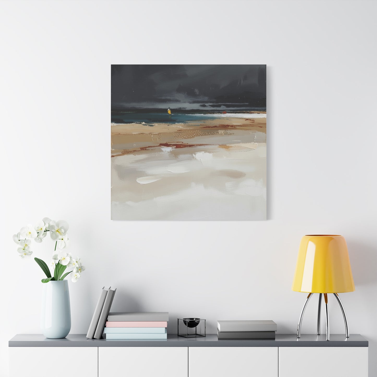 Beachscape Canvas Art — Stormy Seascape Matte Stretched Wall Art