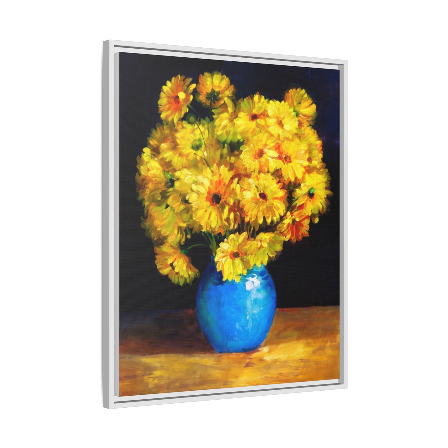 Yellow Daisy Bouquet Matte Canvas Framed Wall Art