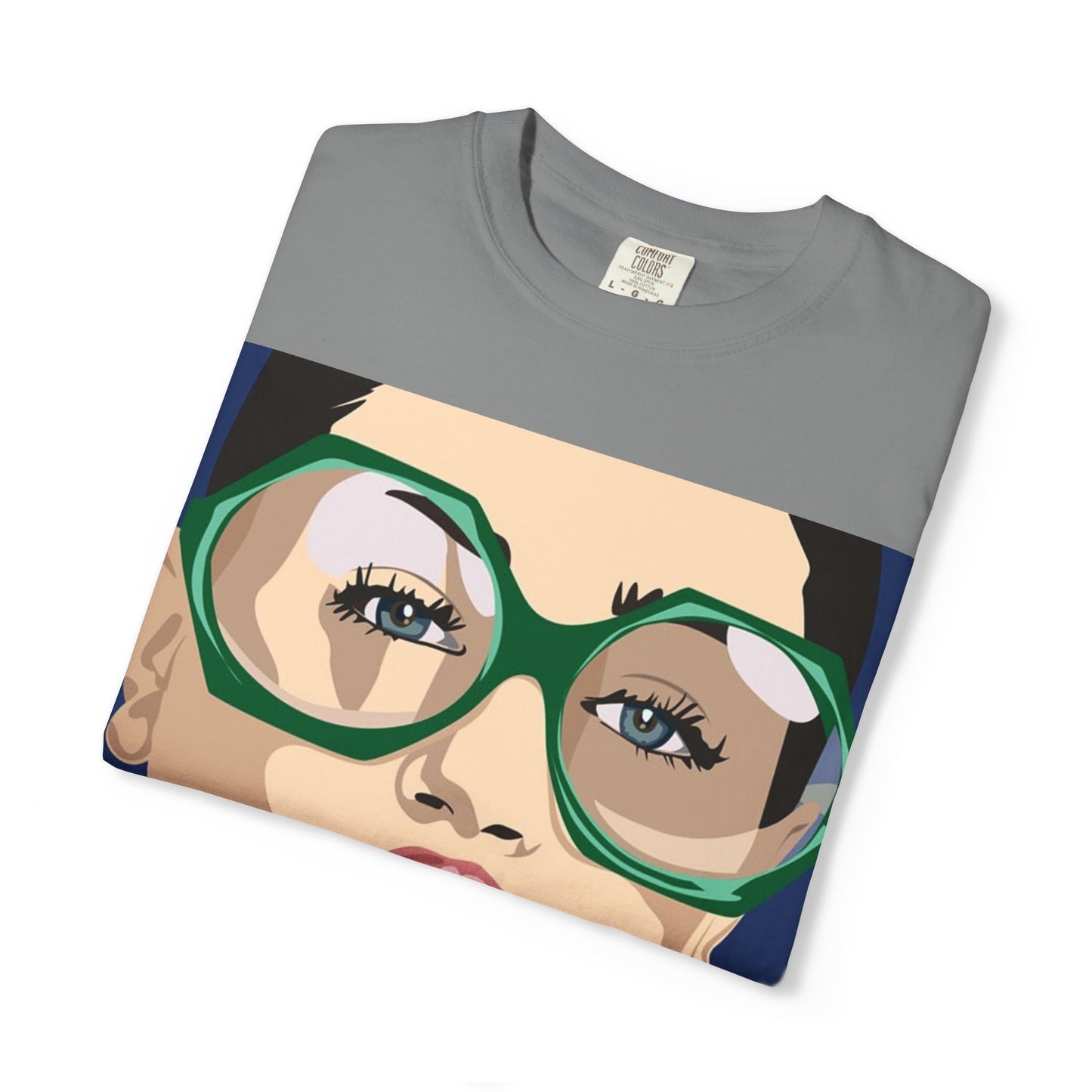 Pop Art Woman Graphic T‑Shirt — Retro Chic Green Glasses Design