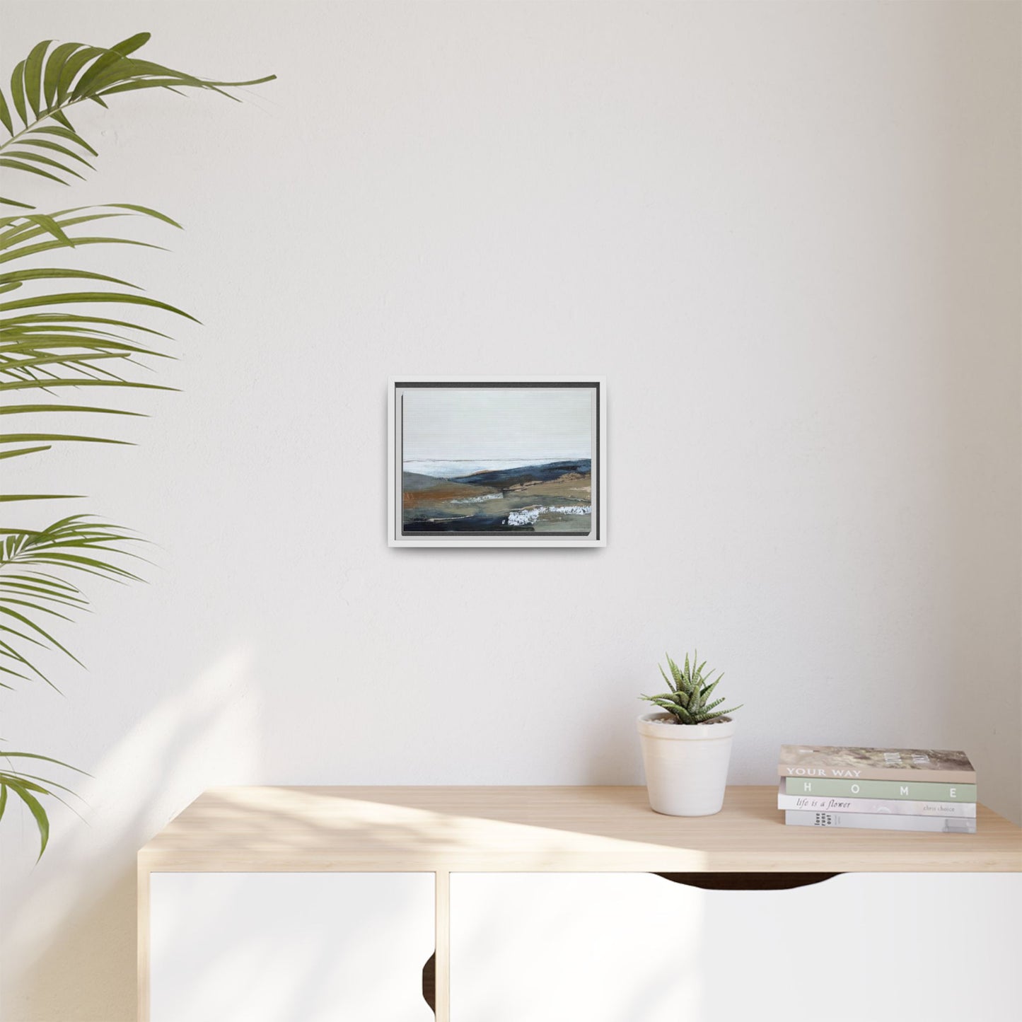 Framed Matte Canvas Wall Art — Serene Coastal Abstract Landscape