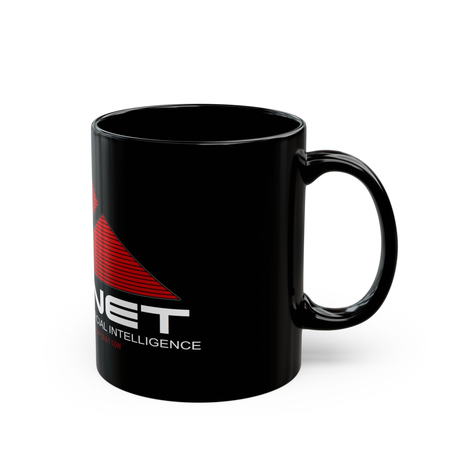 Skynet Logo Black Mug — Sci‑Fi AI Coffee Cup (11oz & 15oz)