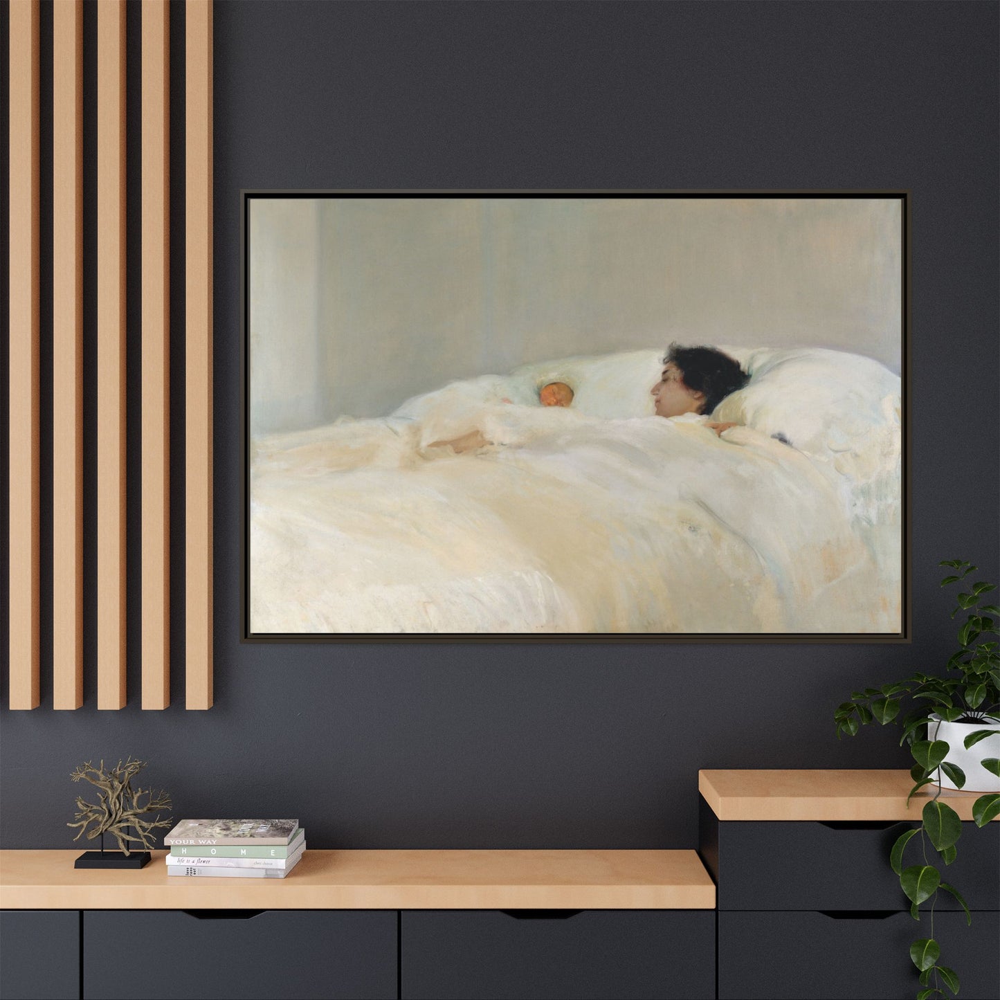 Mother by Joaquin Sorolla y Bastida Framed Matte Canvas Wall Art Print