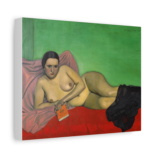 Femme nue tenant un livre by Félix Vallotton Matte Canvas Wall Art Print