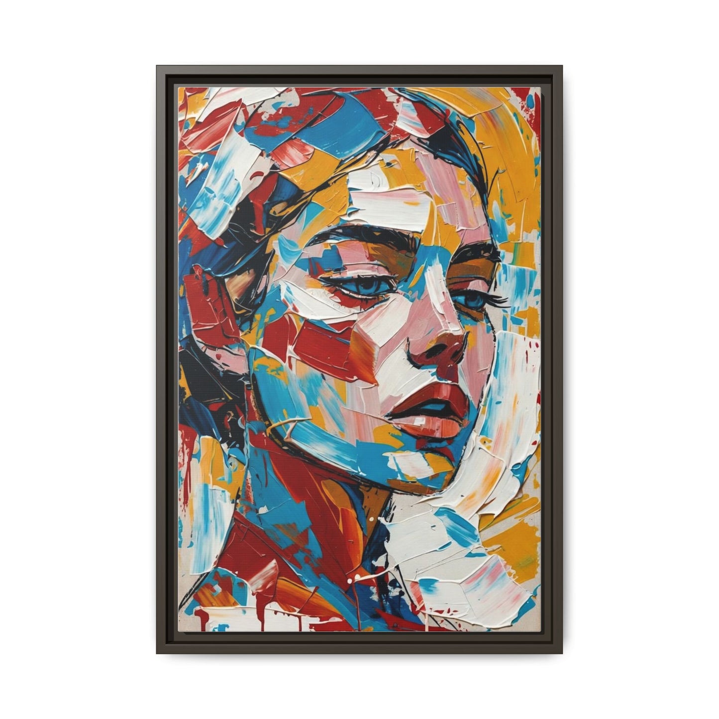 Colorful Abstract Portrait Framed Canvas Print