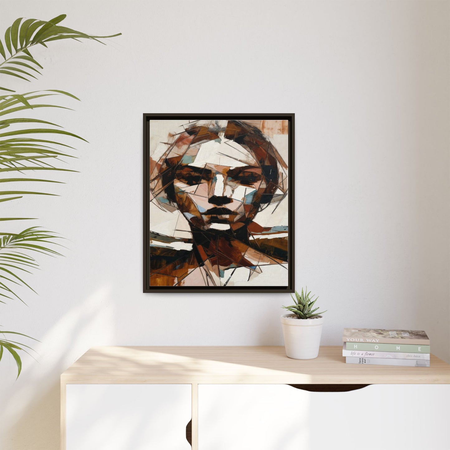 Abstract Woman Portrait Matte Canvas Framed — Geometric Multi-Color Wall Art