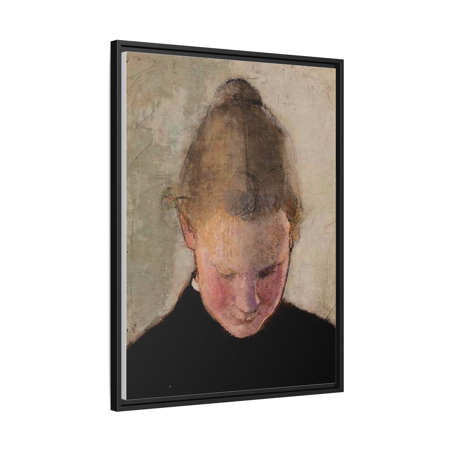 Lukeva tytto by Helena Schjerfbeck Framed Matte Canvas Art Print