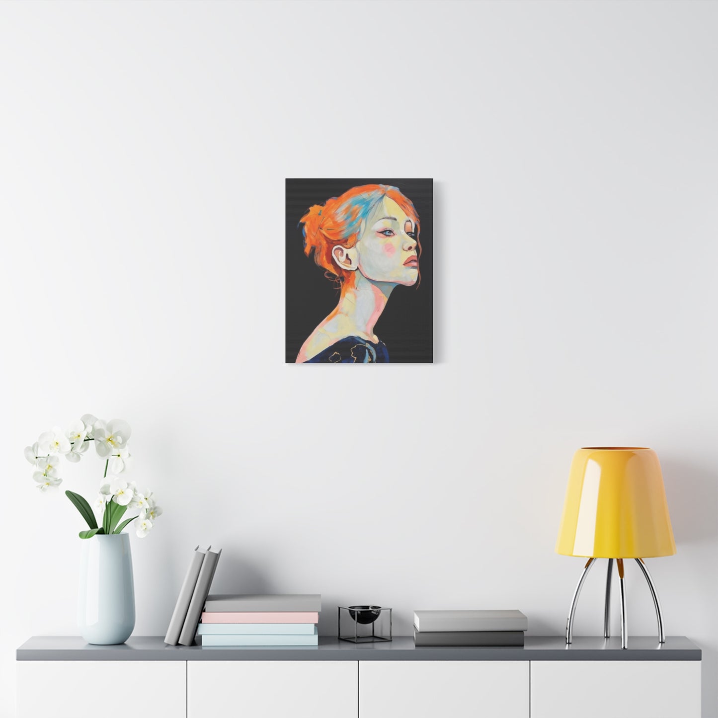Contemplative Portrait Matte Canvas Wall Art — Colorful Female Profile Painting