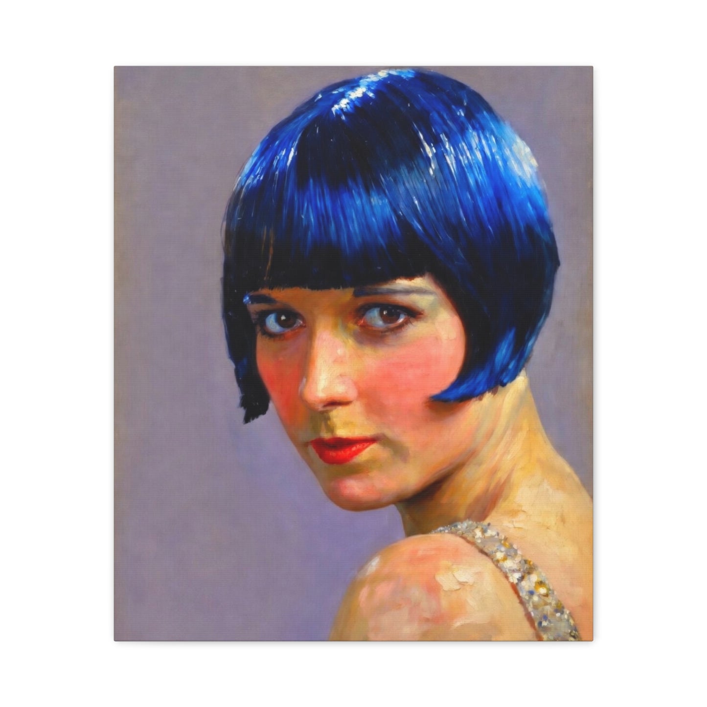 Blue Bob Portrait Matte Canvas Print - Stretched Wall Art