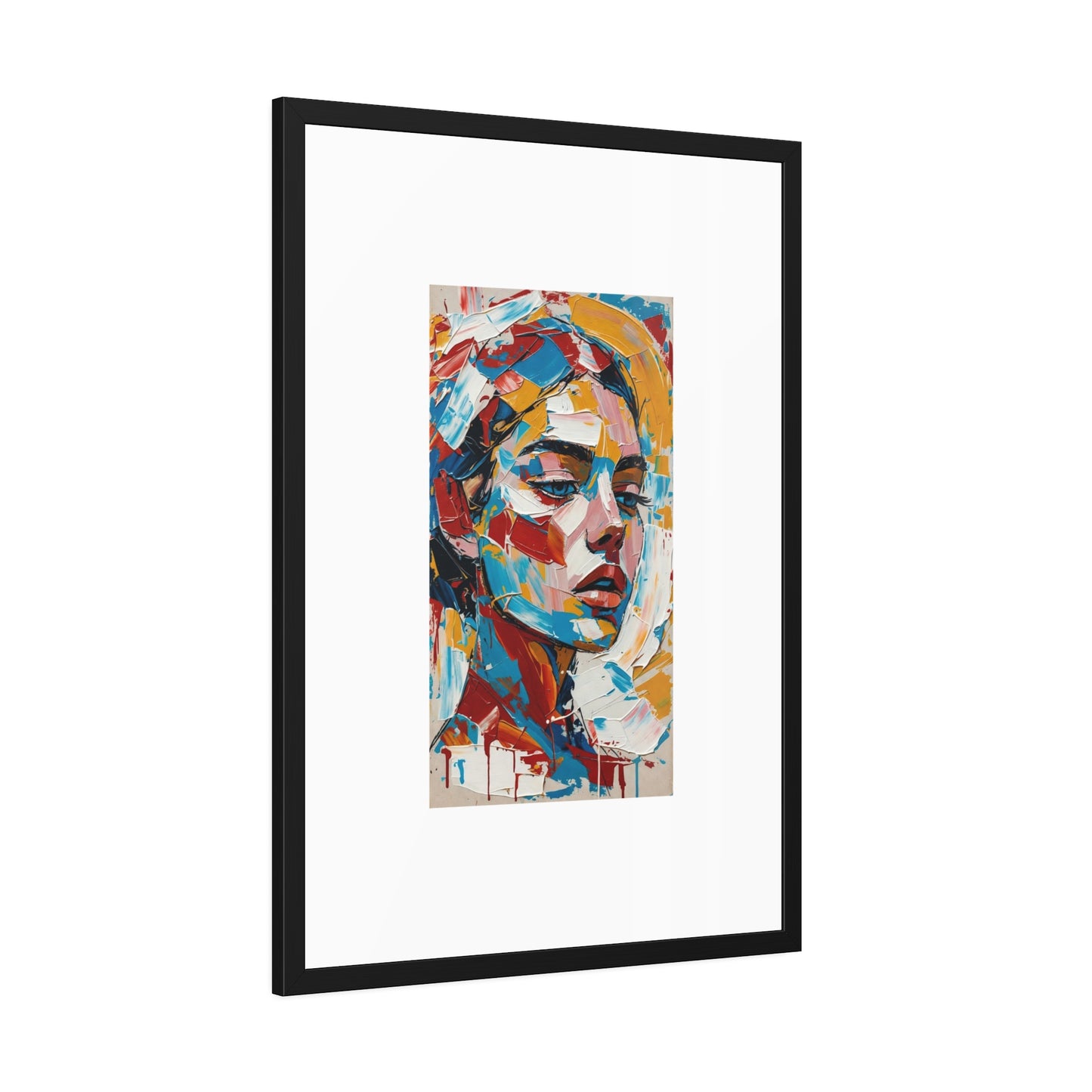 Abstract Colorful Portrait Framed Paper Poster – Modern Art Print for Home & Office