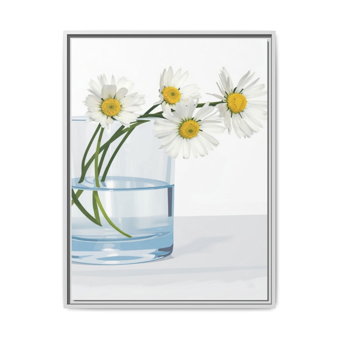 Framed Daisy Canvas Print — Minimal Botanical Wall Art