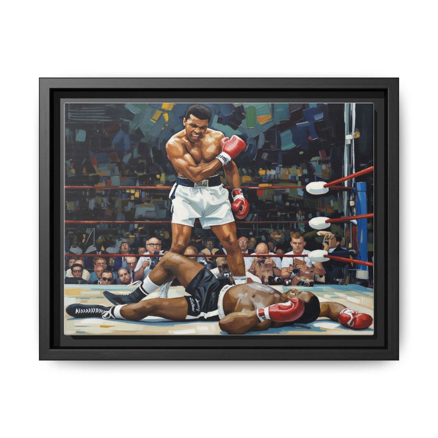 Framed Boxing Ring Canvas Print — Muhammad Ali Iconic Knockout Sport Art