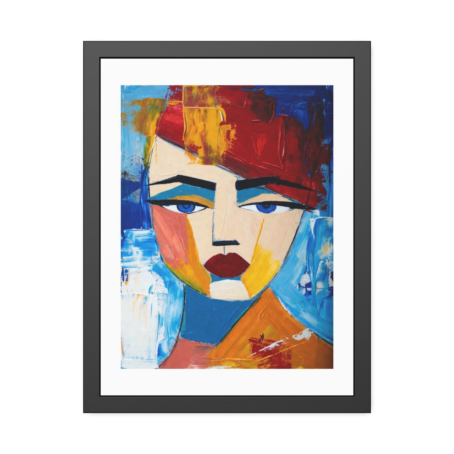Abstract Colorful Face Framed Poster — Modern Pop Art Wall Print