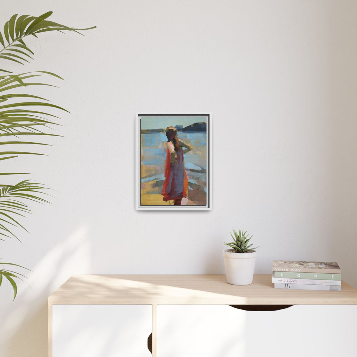 Framed Matte Canvas Print — Coastal Woman Abstract Art