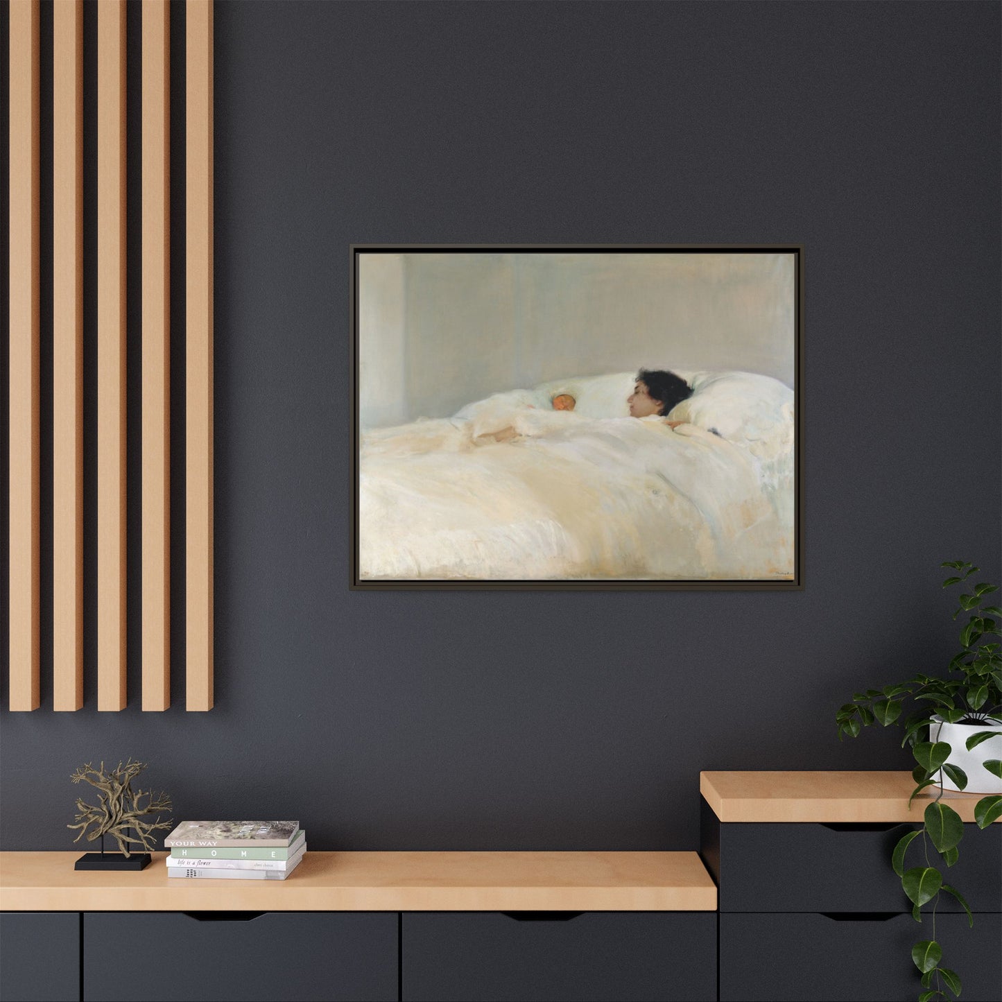 Mother by Joaquin Sorolla y Bastida Framed Matte Canvas Wall Art Print