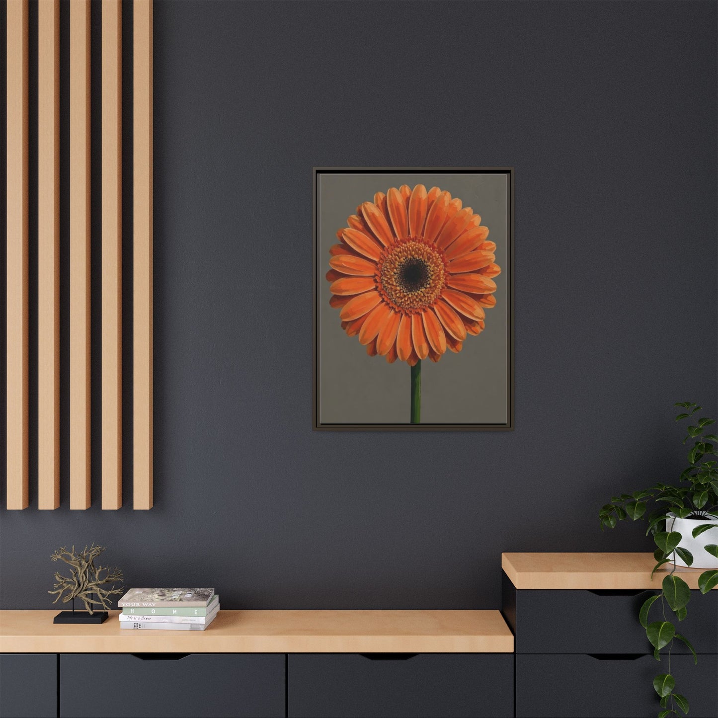 Orange Gerbera Daisy Matte Canvas Print (Framed)