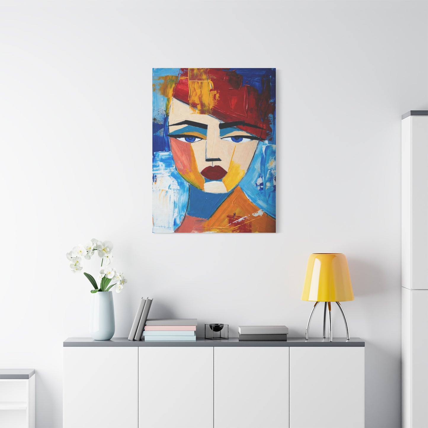 Abstract Colorful Face Matte Canvas Print — Modern Pop Art Portrait