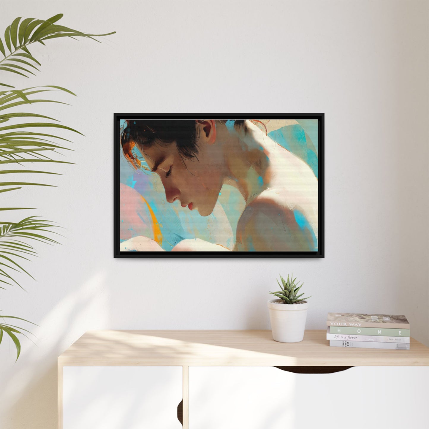 Framed Matte Canvas Print — Dreamy Portrait Art (Multi‑Color)
