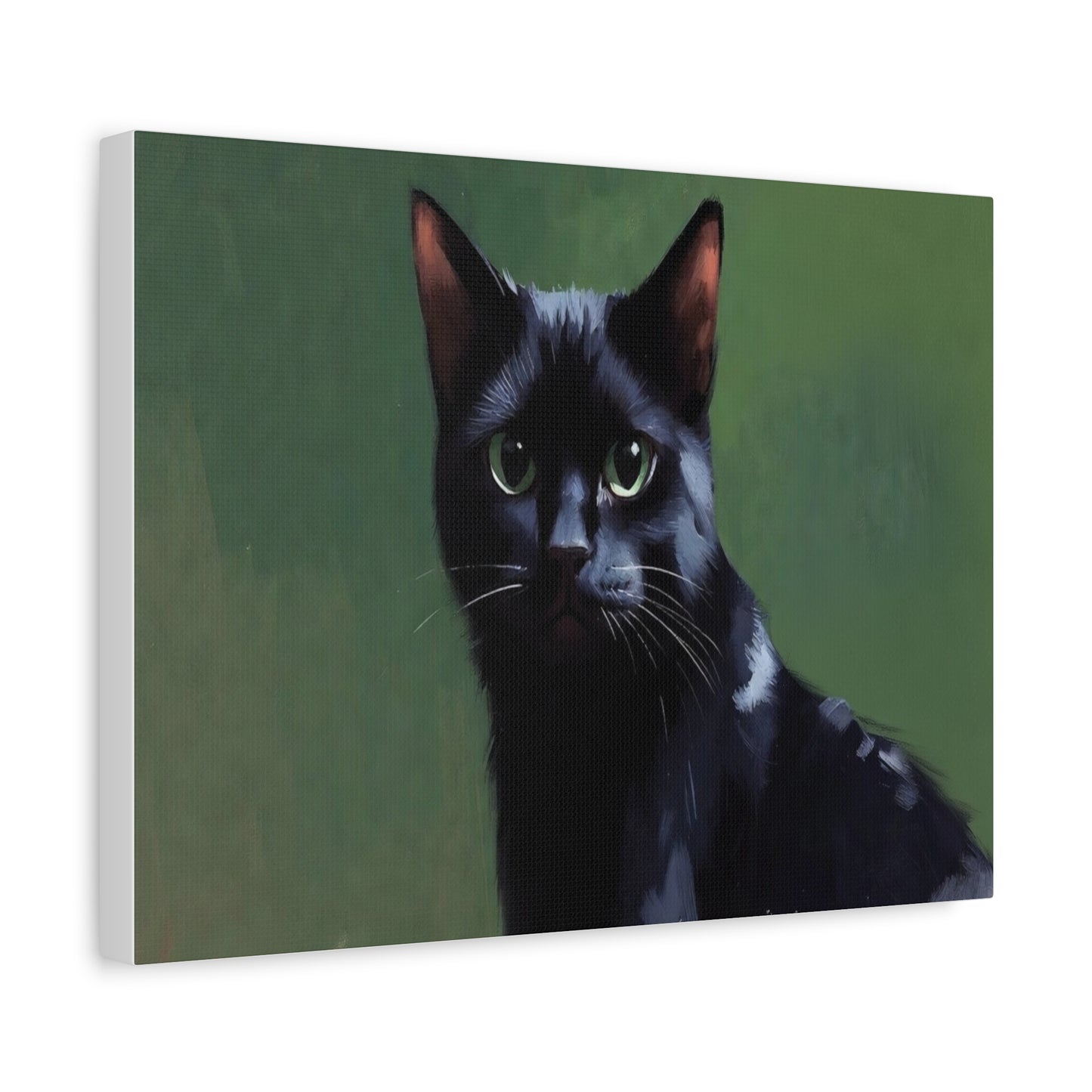 Black Cat Portrait Canvas - Matte Stretched Wall Art