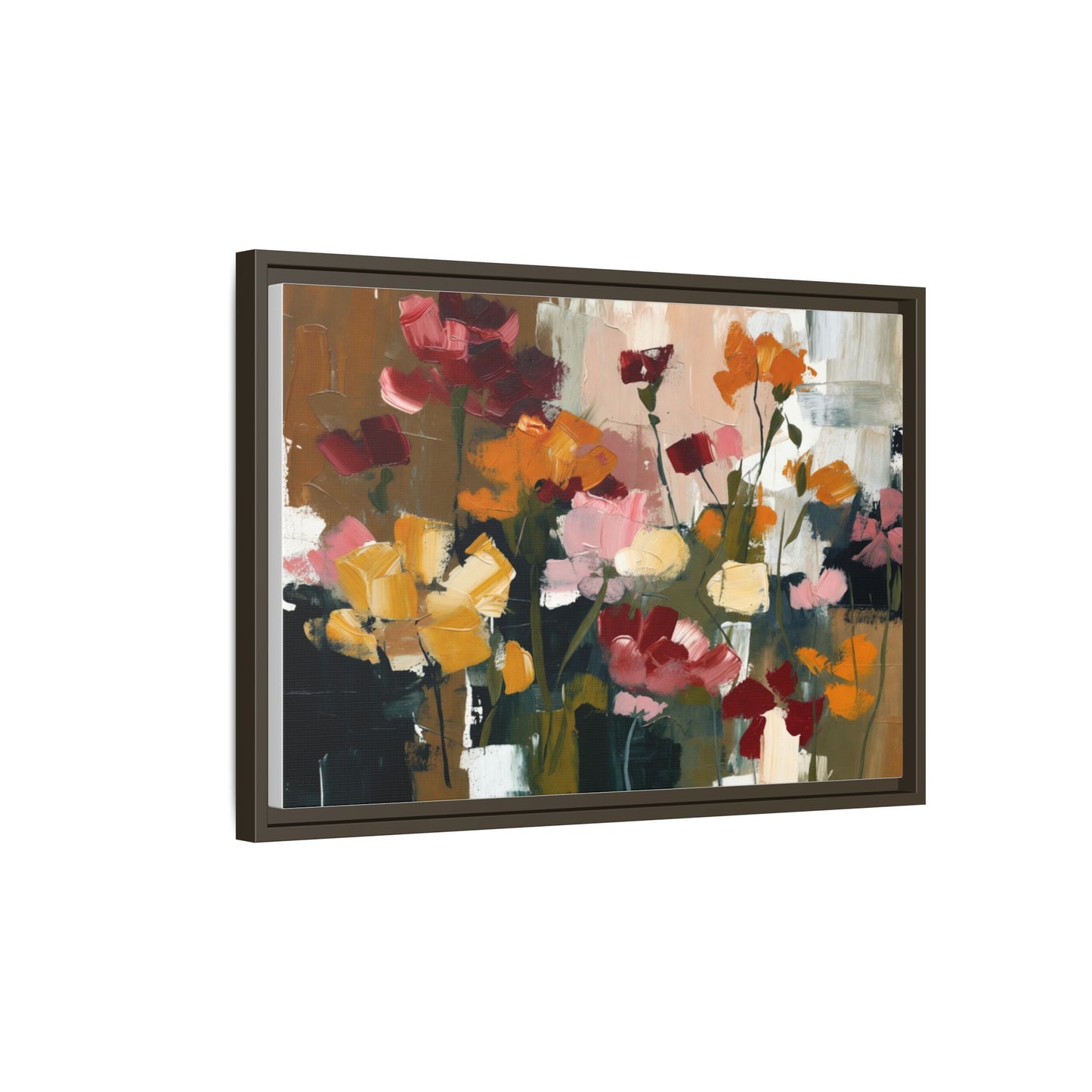 Framed Matte Canvas Floral Abstract Wall Art