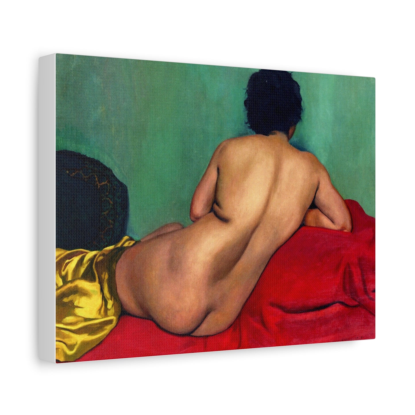 Nu de dos sur un canapé rouge by Félix Vallotton Matte Canvas Wall Art Print