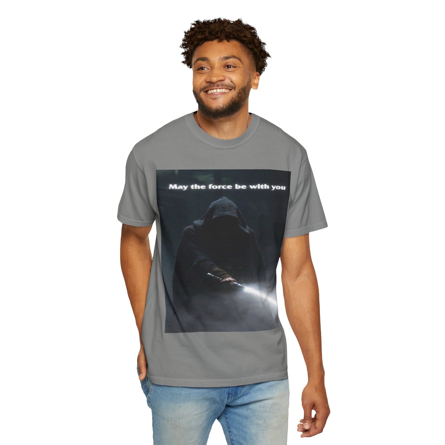 May the Force Be With You T-Shirt — Dark Hooded Lightsaber Graphic Tee