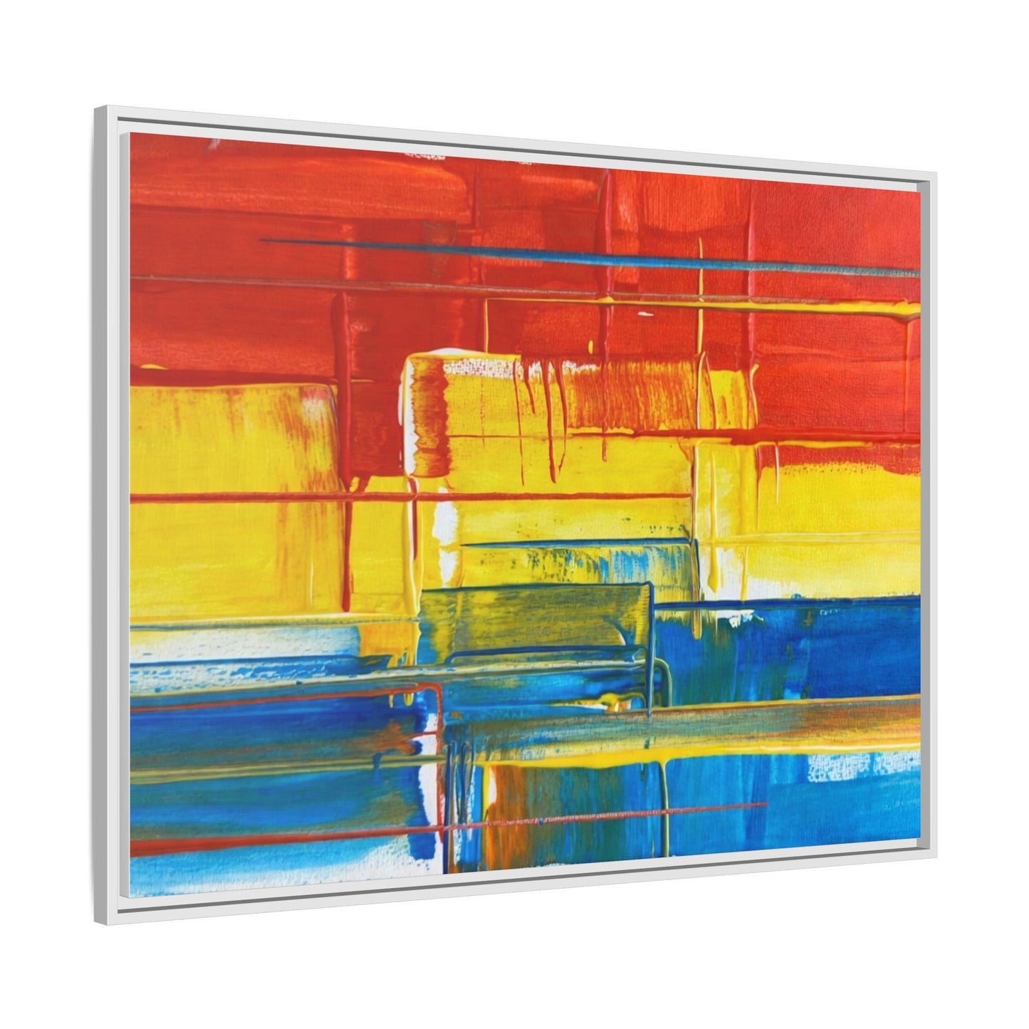 Abstract Multi-Color Framed Canvas Art — Modern Geometric Wall Decor