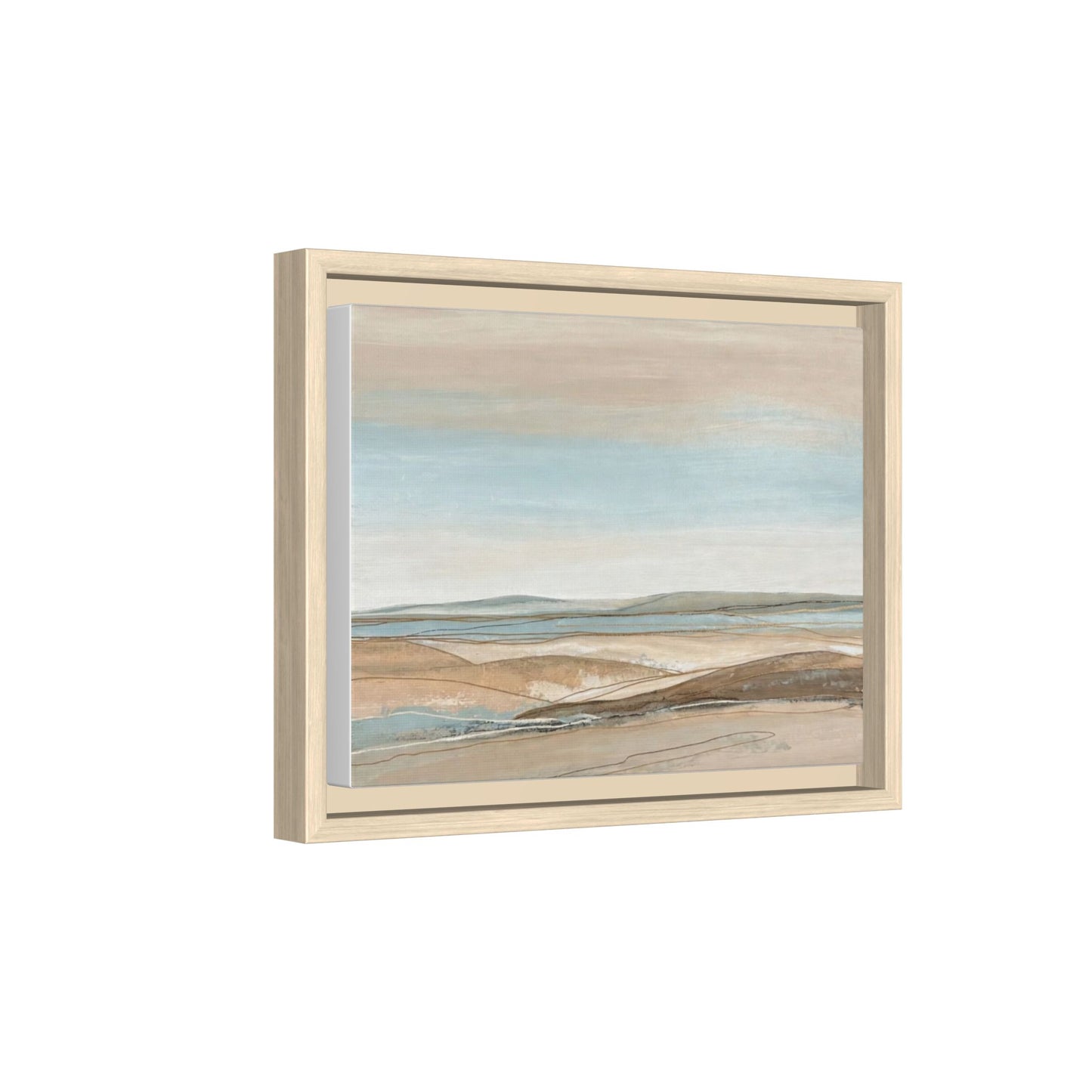 Framed Abstract Landscape Matte Canvas — Serene Coastal Horizon Wall Art