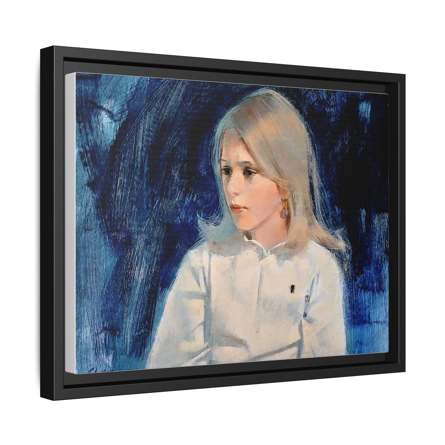 Painting of girl by Unknown Artist Framed Matte Canvas Classic Wall Art