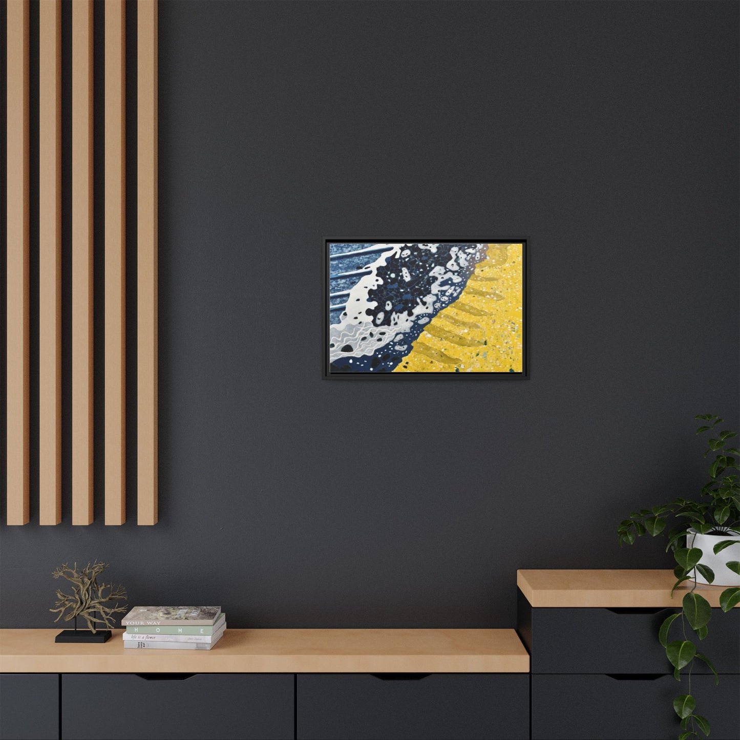 Framed Abstract Ocean & Sand Matte Canvas Print